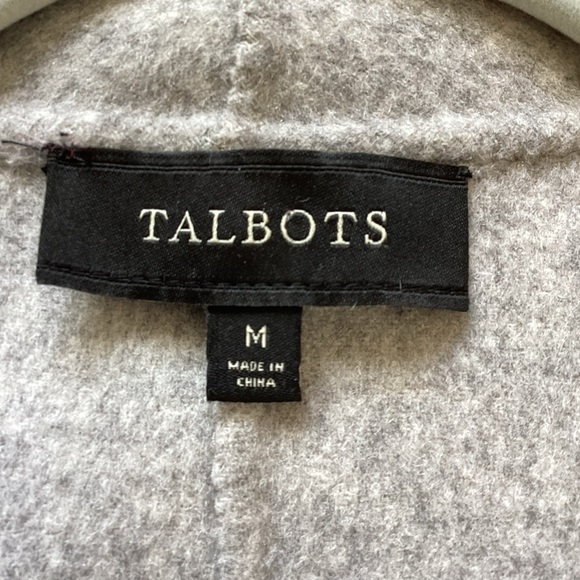Talbots Women's Size M Cardigan Sweater Wool Blend Gray Blue Plaid Open - Picture 10 of 12